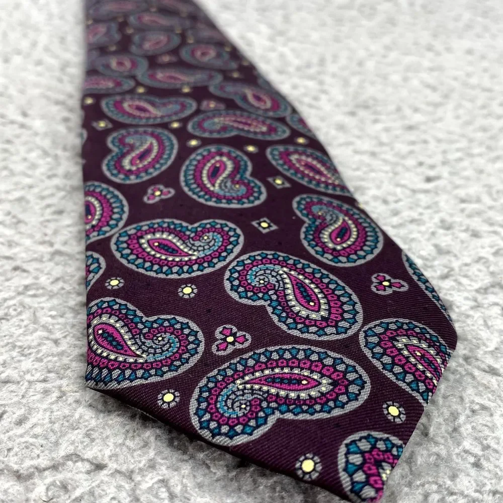 Robert Talbott Men's Silk Necktie‎ 90's Paisley Corpcore Business Formal Career